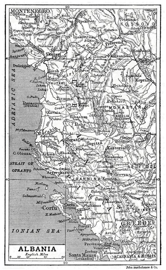 Large old map of Albania - 1906