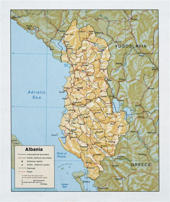 Large political and administrative map of Albania