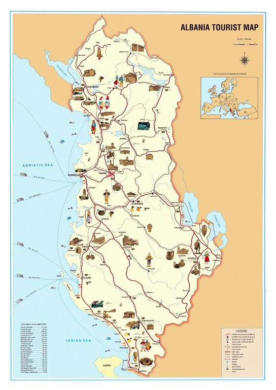 Large tourist map of Albania