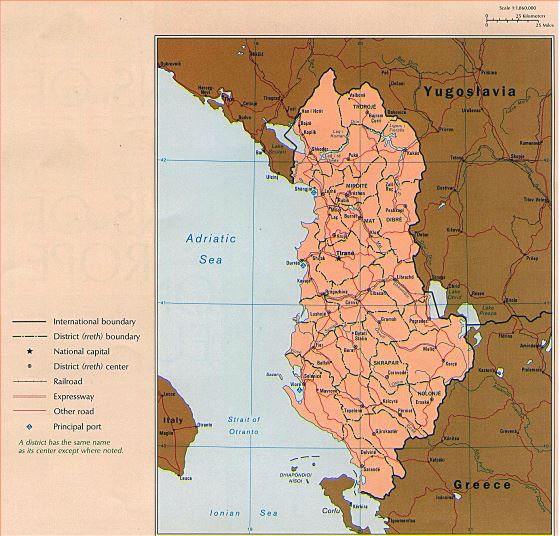 Political and administrative map of Albania