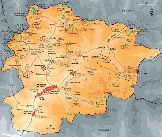 Elevation map of Andorra