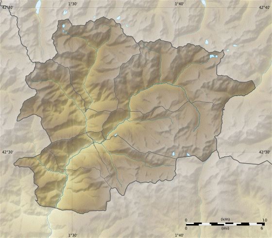 Relief map of Andorra