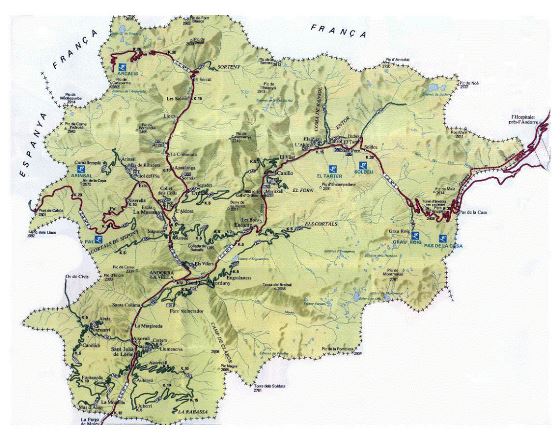 Road map of Andorra