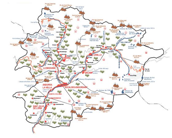 Topographical map of Andorra