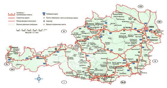 Highways map of Austria