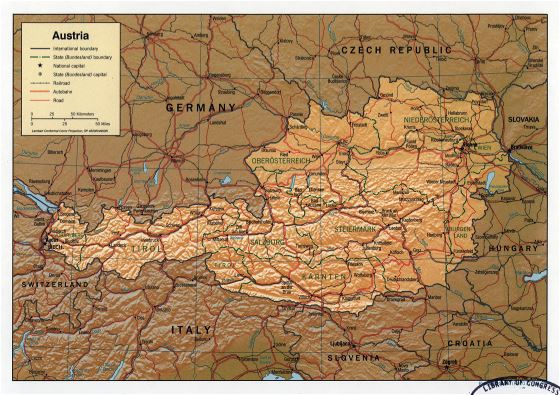Large detailed political and administrative map of Austria - 1999