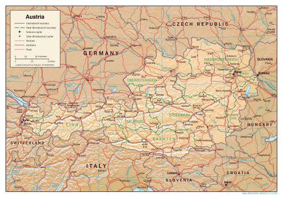 Large detailed political and administrative map of Austria - 1999