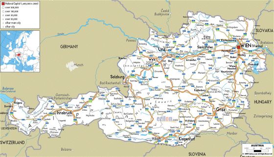 Road map of Austria