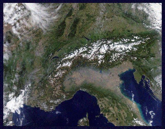 Satellite map (image, photo) of Alps
