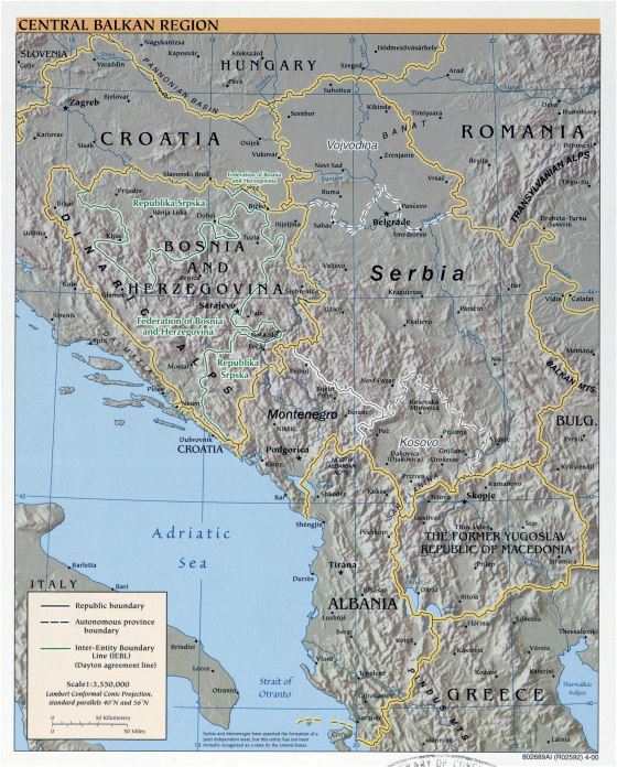 Large political map of Central Balkan Region - 2000