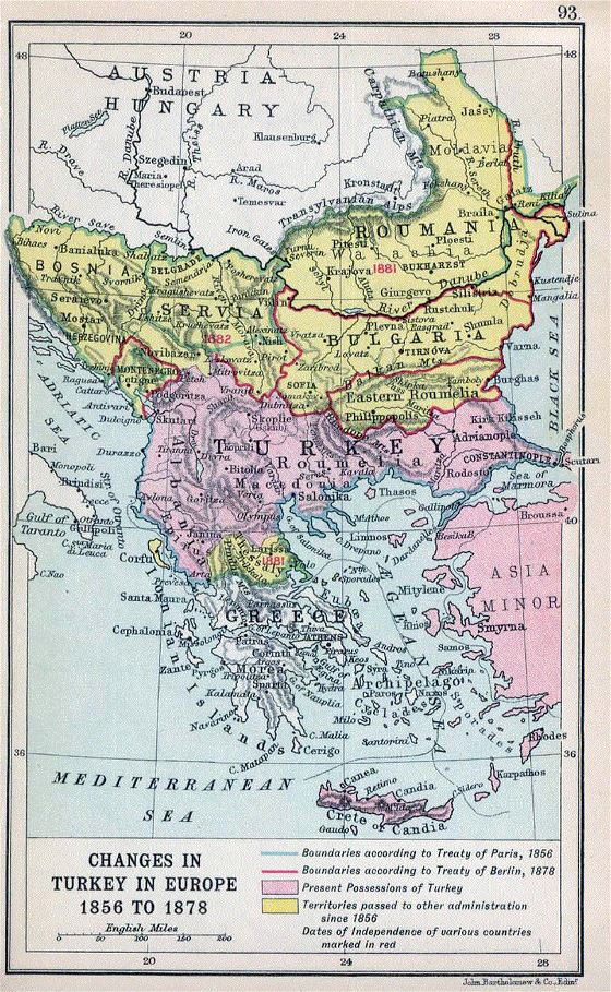 Old map of Balkans - 1912