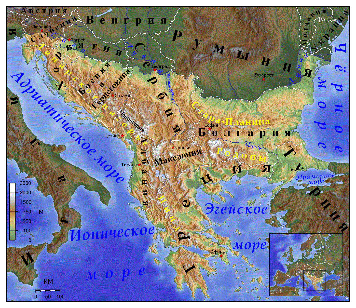 U petak spajanje mosta na Savi kod Gradiške - Page 2 Physical-map-of-balkans-in-russian