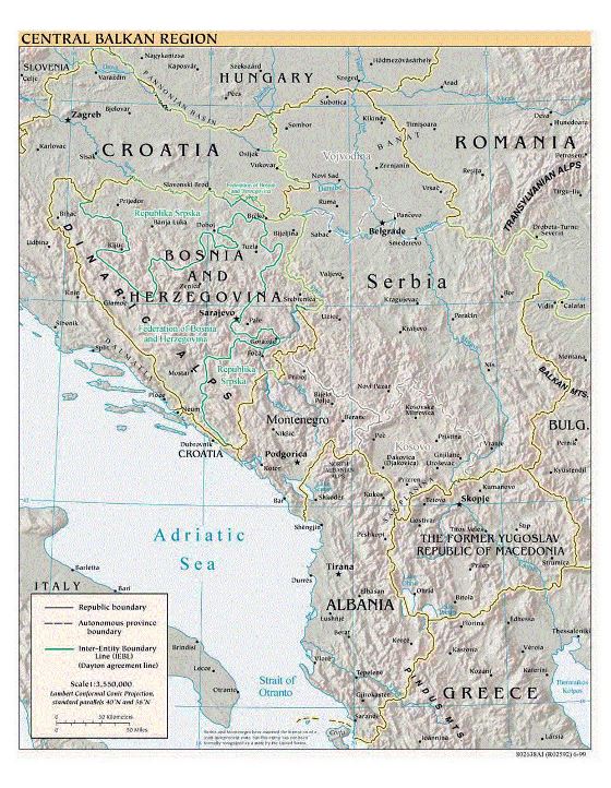 Political map of Central Balkan Region - 1999