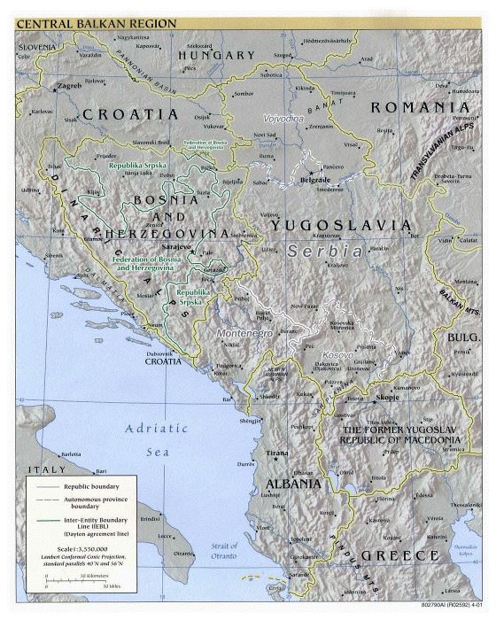 Political map of Central Balkan Region - 2001
