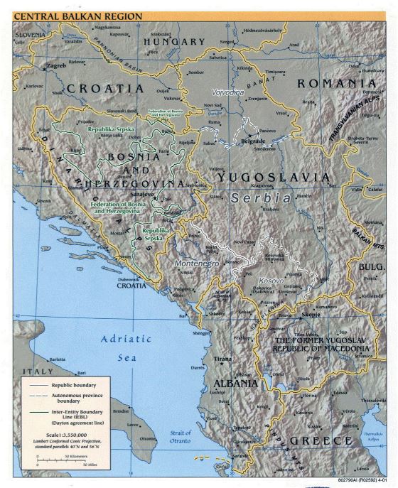 Political map of Central Balkan Region - 2001 | Balkans | Europe ...