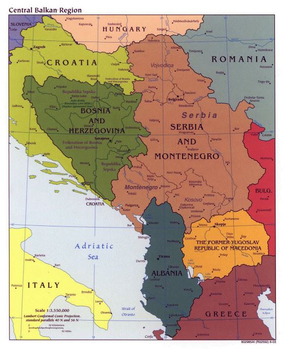 Political map of Central Balkan Region - 2003