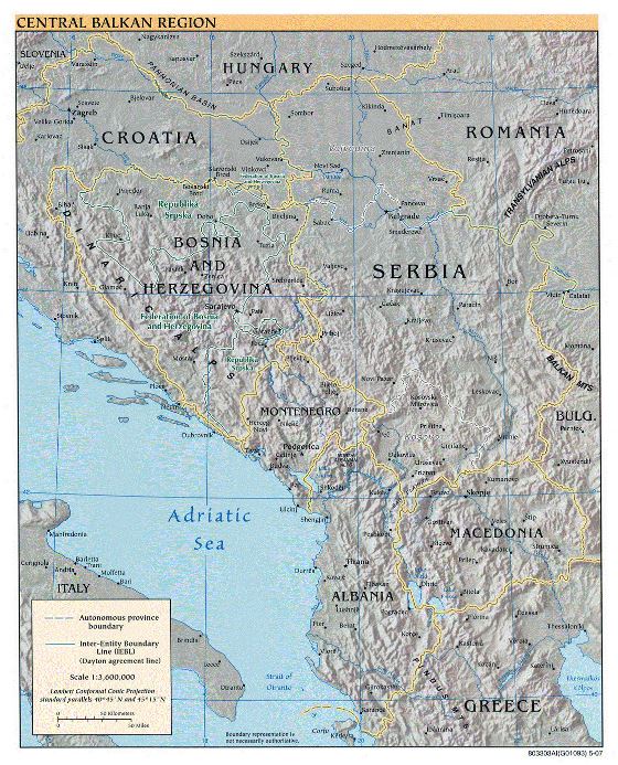 Political map of Central Balkan Region - 2007