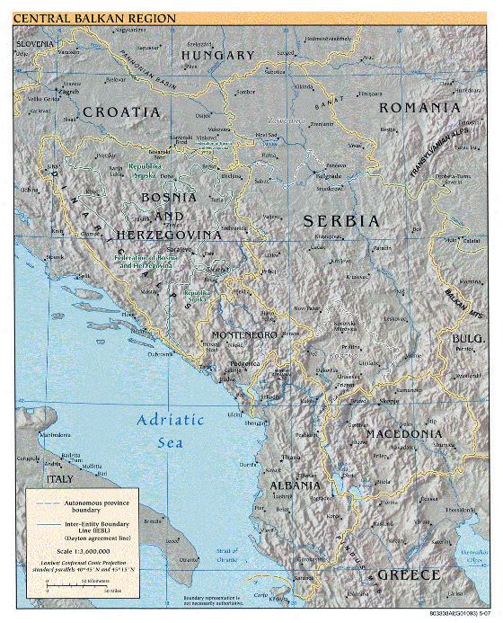 Political map of Central Balkan Region - 2007 | Balkans | Europe ...