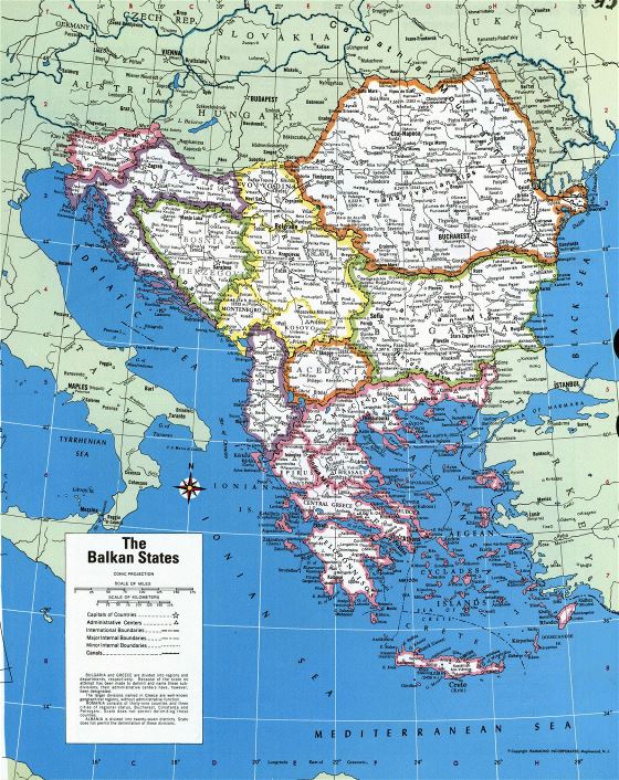 Political map of the Balkan States