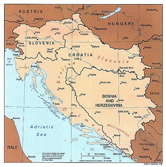 Political map of Western Balkans - 1997