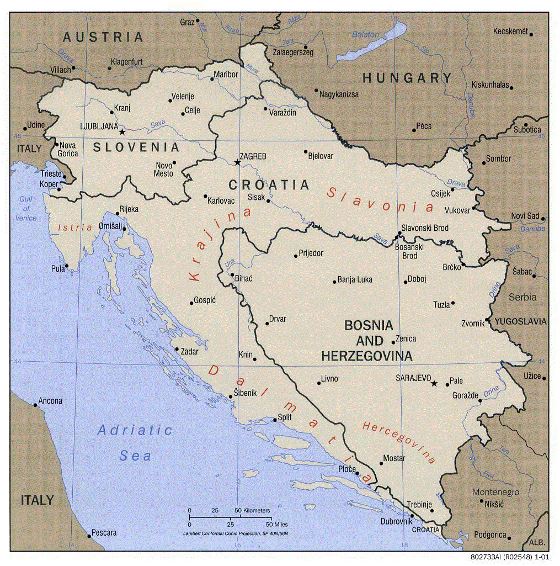 Political map of Western Balkans - 2001