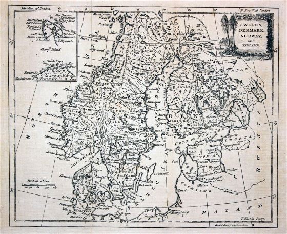 Large old map of Scandinavia - 1780