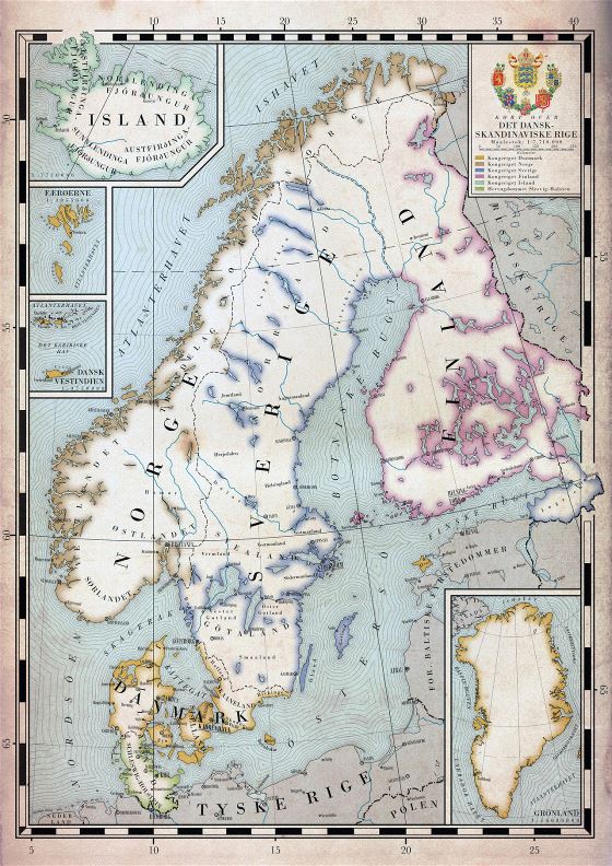 Old political map of Scandinavia