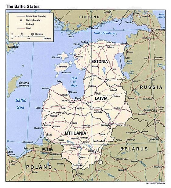 Political map of the Baltic States - 1994