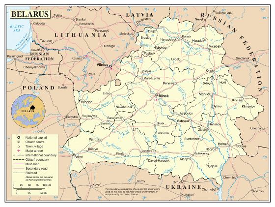 Large detailed political and administrative map of Belarus