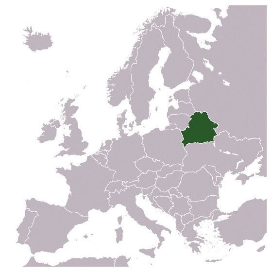 Location map of Belarus in Europe