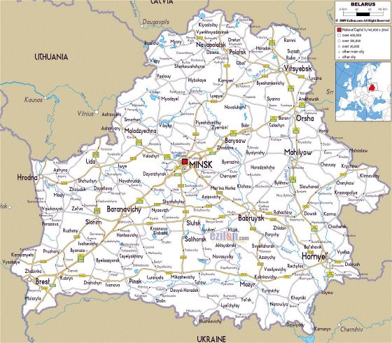 Road map of Belarus