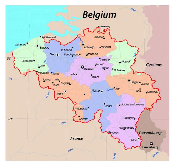 Administrative map of Belgium