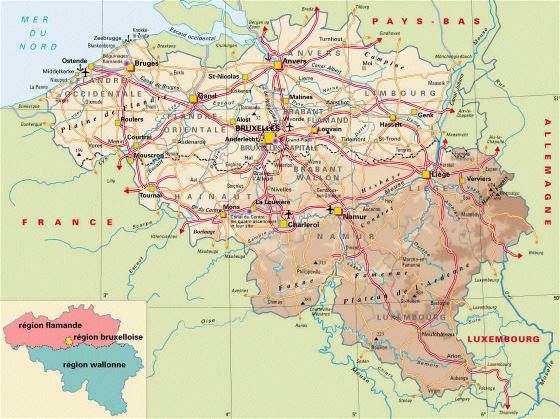Elevation map of Belgium