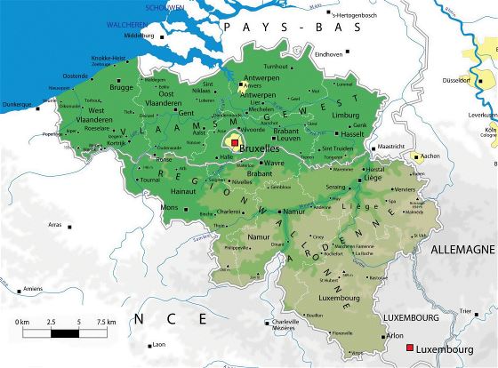 Large elevation map of Belgium