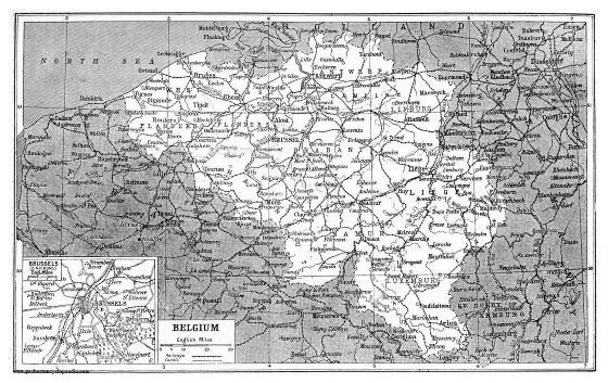 Old map of Belgium - 1922