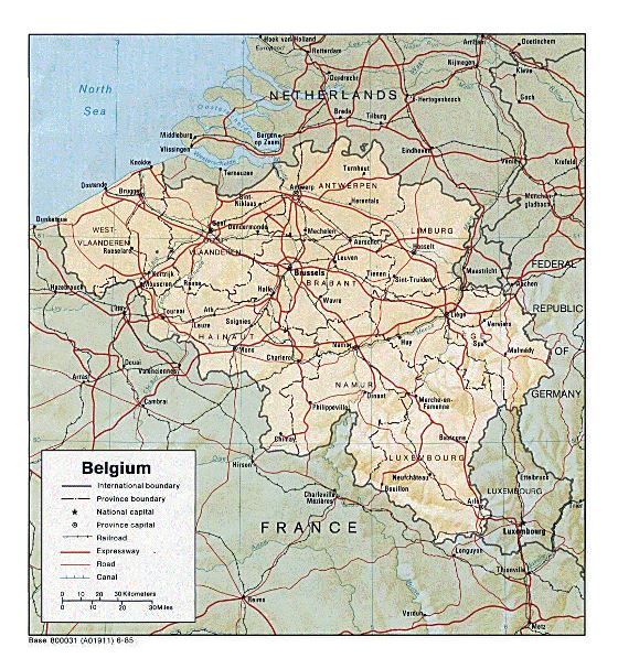 Political and administrative map of Belgium - 1985