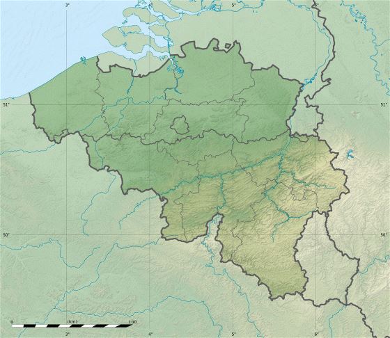 Relief map of Belgium