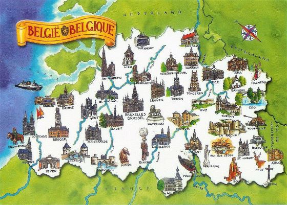 Tourist illustrated map of Belgium
