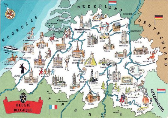 Tourist illustrated map of Belgium