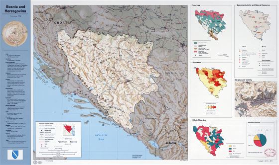 In high resolution country profile map of Bosnia and Herzegovina - 1993