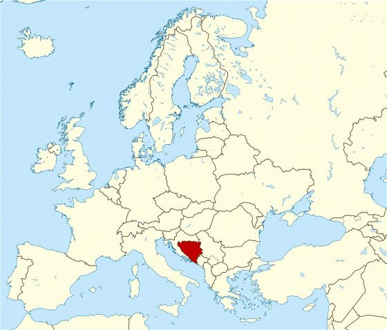 Location map of Bosnia and Herzegovina