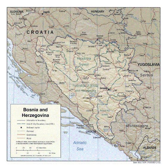 Political and administrative map of Bosnia and Herzegovina - 2002