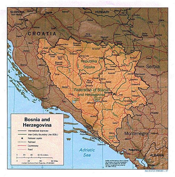 Political map of Bosnia and Herzegovina - 1997