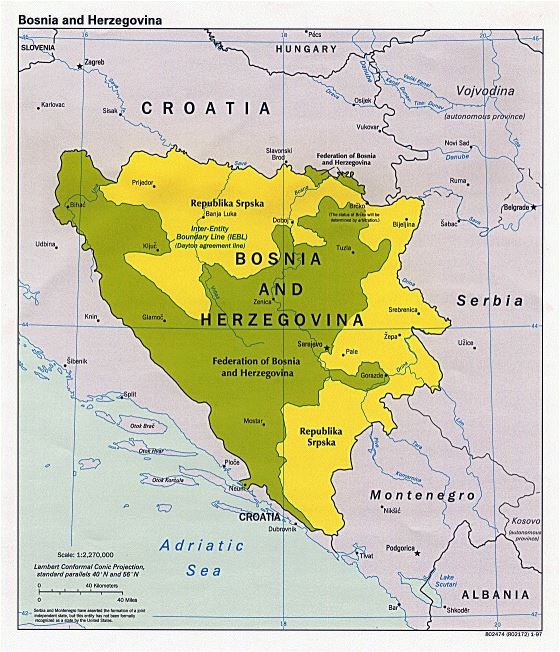 Political map of Bosnia and Herzegovina - 1997