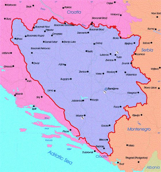 Political map of Bosnia and Herzegovina