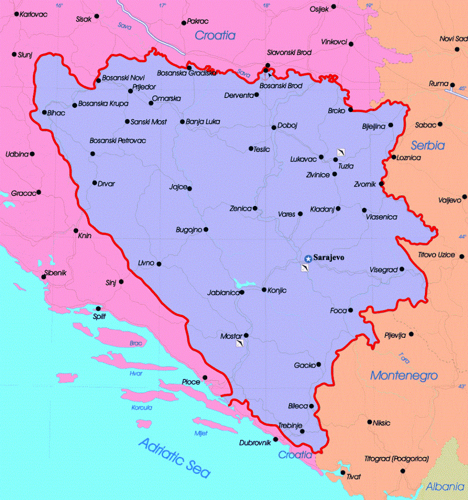 Political map of Bosnia and Herzegovina | Bosnia and Herzegovina ...
