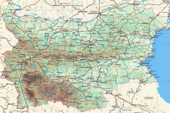 Elevation map of Bulgaria