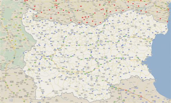 Large road map of Bulgaria