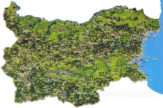 Large tourist map of Bulgaria