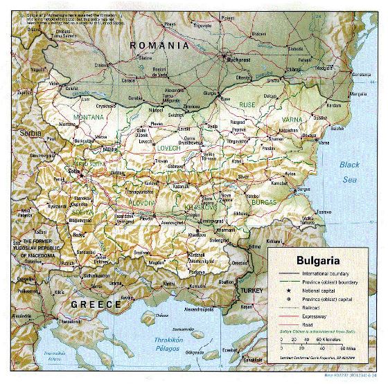 Political and administrative map of Bulgaria - 1994